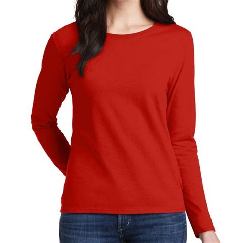 Gildan 5400l Cotton Womens Long Sleeve T Shirt Red