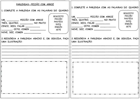 Parlenda Um Dois Feijão Arroz Parte 1 Alfabetização Blog