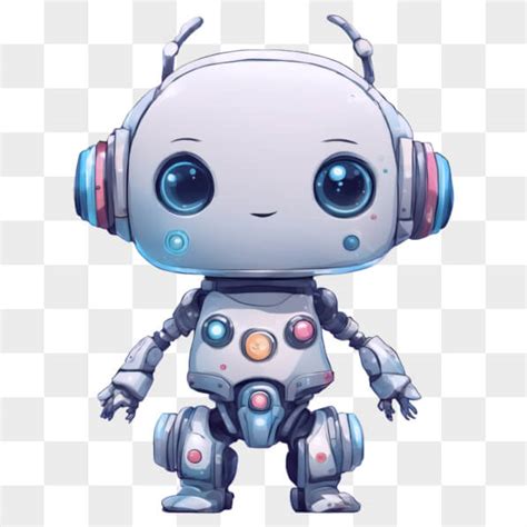 Descarga Robot De Dibujos Animados Con Ojos Azules Y Auriculares