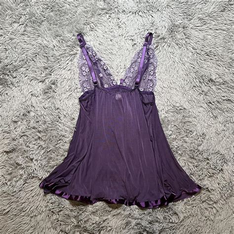 Sheer Lace Babydoll Lingerie Dress Purple Womens Depop