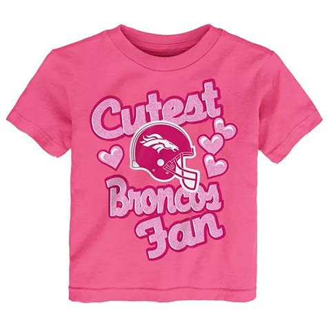 Girls Infant Pink Denver Broncos Cutest Fan Hearts T-Shirt