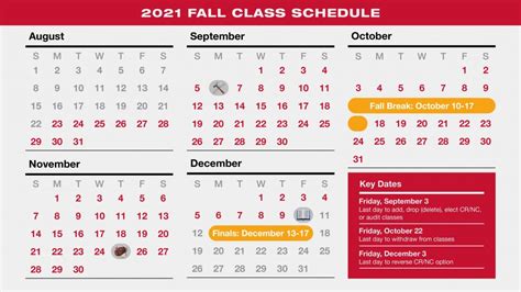 Fall Semester Schedule Posted Theu