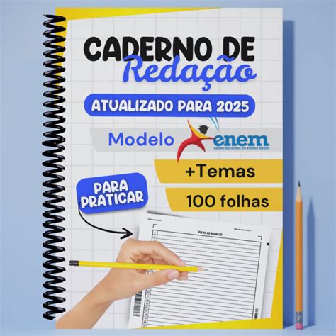 Caderno Laranja Enem 2025 - Caderno de Redação ENEM com 100 folhas e Temas ATUALIZADO PARA 2025 ...
