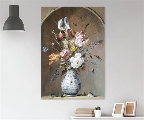 Stilleven Met Bloemen In Een Porseleinen Vaas Wandpaneel Easycanvasnl