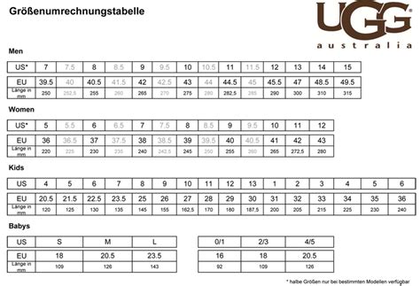 Ugg Big Kid Size Chart