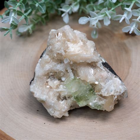 Green Apophyllite With Scolecite On Stilbite 8 The Crystal Council