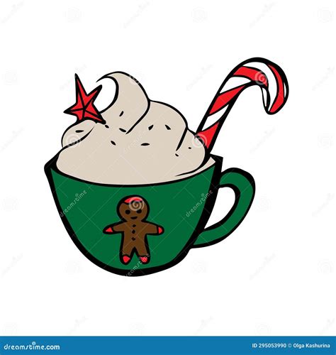 Hot Christmas Drinks Chocolate Mugs Vector Stock Illustration