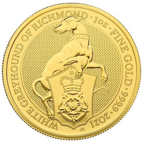 2021 1oz 24K Gold UK Queen S Beast Greyhound Gold Capital