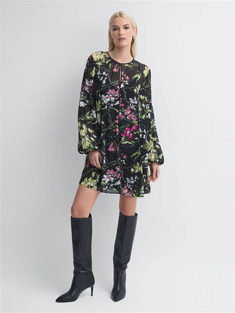 Florere Sheer Floral Mini Dress Reiss Usa