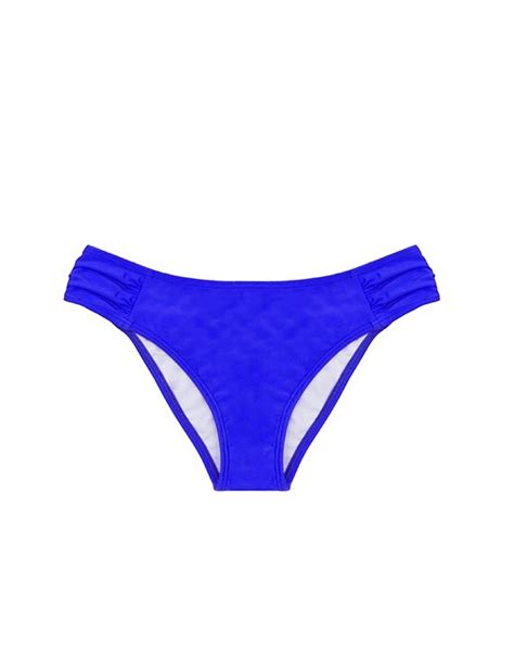 Calzón clasico de bikini con drapeado azul Samia cl Tamaño XL Color AZUL