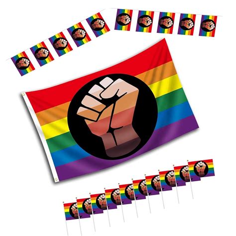 Eayoly Pcs Regenbogen Stolz Flaggen Set Lgbtq Flagge Mit Power Faust