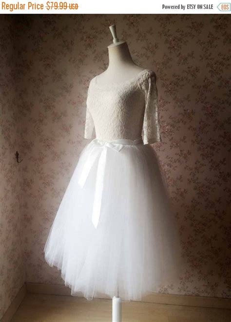 White Skirt Women Full Tea Length Tulle Skirt White Princess Skirt