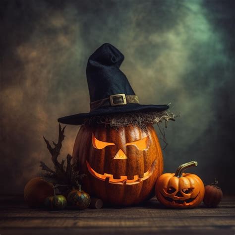 Premium AI Image Scary Jack O Lantern Halloween Pumpkin