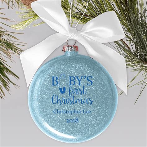 Personalized Baby S First Christmas Glass Holiday Ornament Giftsforyounow