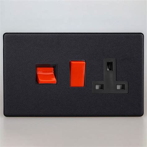 Varilight Urban Screwless Matt Black 45a Cooker Switch With 13a Dp Switched Socket And Black