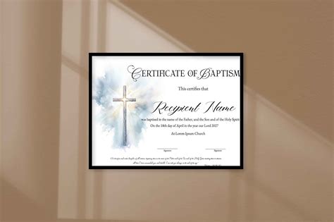 Editable Baptismal Certificate Printable Minimalist Certificate Of