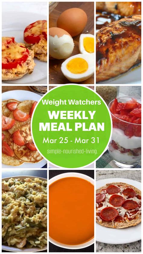 WeightWatchers Weekly Meal Plan Mar 25 Mar 31