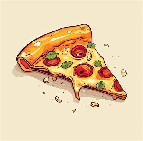 Fatia De Pizza Pepperoni E Mozzarella Ilustra O Vetorial Foto