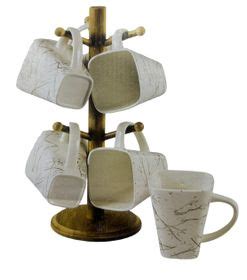 Ceramic Cups With Bamboo Stand Holder Shop Today Get It Tomorrow