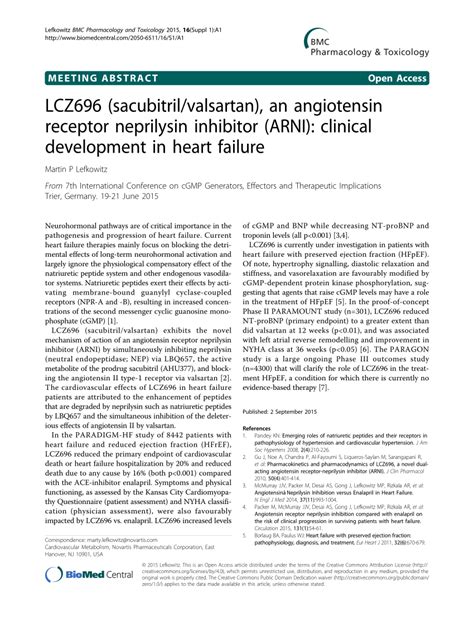 PDF LCZ696 Sacubitril Valsartan An Angiotensin Receptor Neprilysin