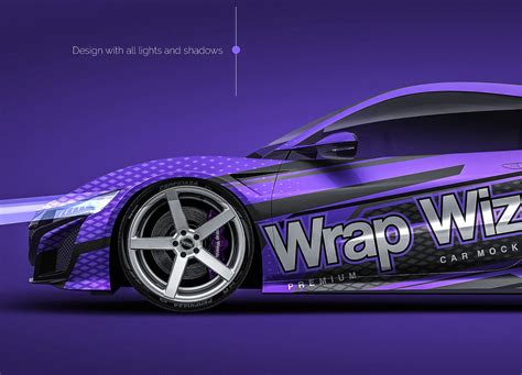 Honda Nsx 2016 Glossy Finish All Sides Car Mockup Templatepsd Wrap