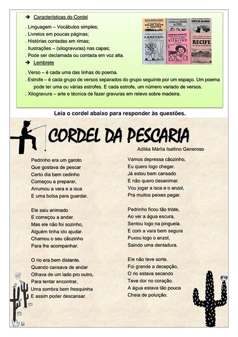 Atividades Literatura De Cordel Para Imprimir Fdplearn