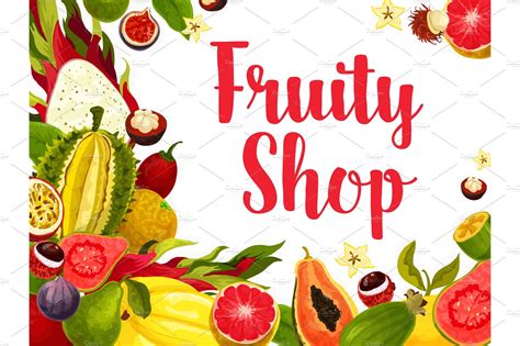 Exotic And Tropical Fruit Poster For Food Design Food Illustrations