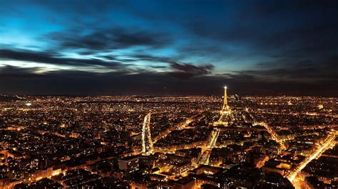 Hd Wallpaper City Night Paris France Far View City Lights