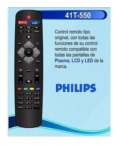 Control Remoto Para Pantalla Philips Led Smart Tv Pfl Mercado Libre