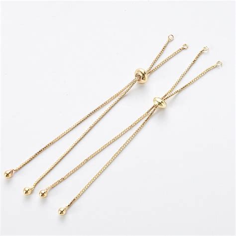 Pcs Real Gold Plated Sliding Adjustable Bracelet Making Etsy