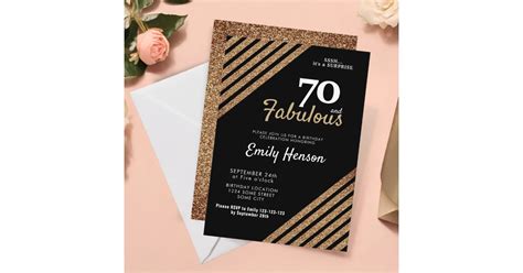 70 And Fabulous Elegant Gold Glitter 70th Birthday Invitation Zazzle