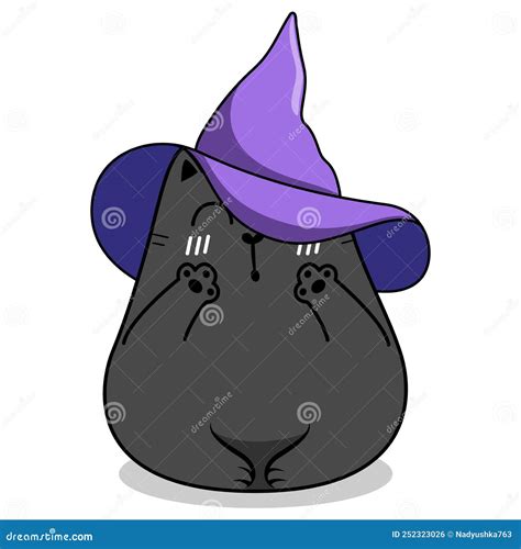 Cute Halloween Cat in Doodle Style. Vector Illustration. Stock Vector ...