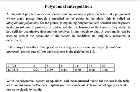 Polynomial Interpolation An Important Problem In Various Science And Engineering Applications Is