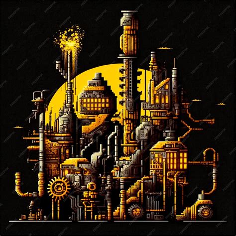 Premium Photo | 2D Factory in pixel art style