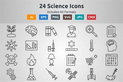 24 Science Outline Icons Graphic by abidehtisham198 · Creative Fabrica