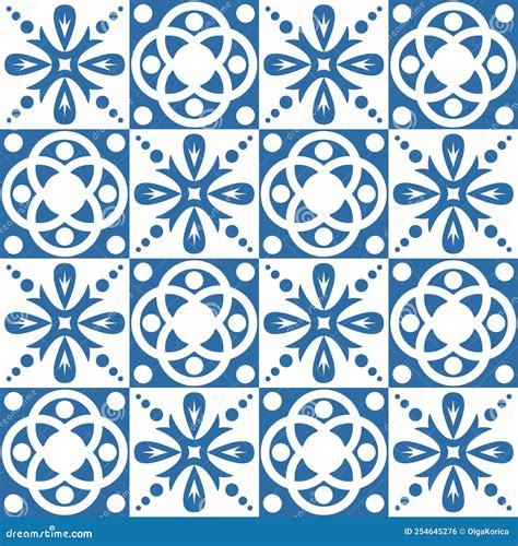 Azulejo Ceramic Tiles Retro Motif For Interior Decor Geometric Vector