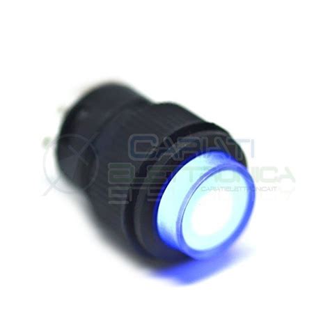 INTERRUTTORE LED BLU 12V ROTONDO DIAMETRO 18mm