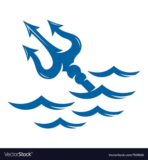 Trident On The Waves Logo Royalty Free Vector Image