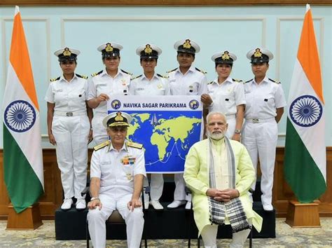 In Pics All Women Crew On Board INSV Tarini Meets President Kovind