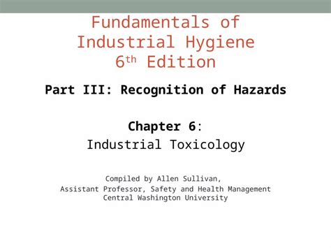 Ppt Fundamentals Of Industrial Hygiene Th Edition Part Iii