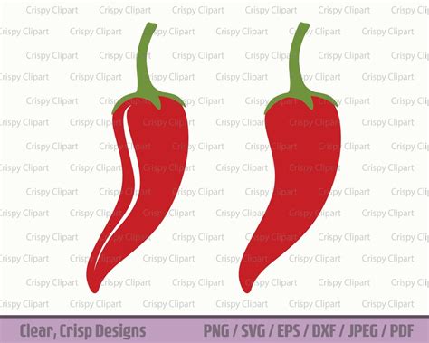 Hot Pepper Silhouette SVG, Chili Pepper Vector Art Cut File, Spicy Food ...