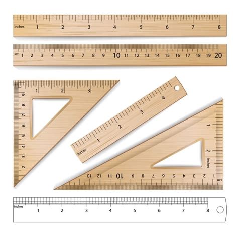 Ruler Inches Vector Art PNG, Wooden Rulers Set Vector Metric Imperial ...