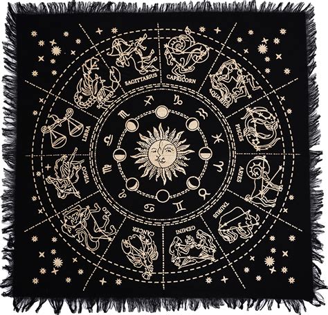 Hiplya Altar Tarot Card Cloth Tablecloth 12 Constellations Velvet Astrology Tarot