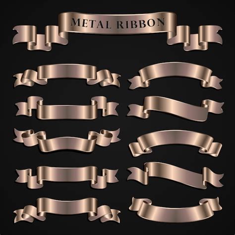 Premium Vector Set Of Luxury Metal Bronzed Ribbons