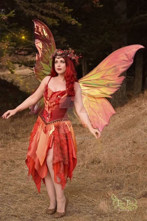 Fire Fairy With Giant Clarion Wings Leaning Back By Faeryazarelle