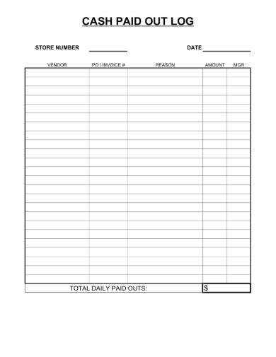 Free 7 Daily Cash Log Samples In Pdf Ms Word Excel