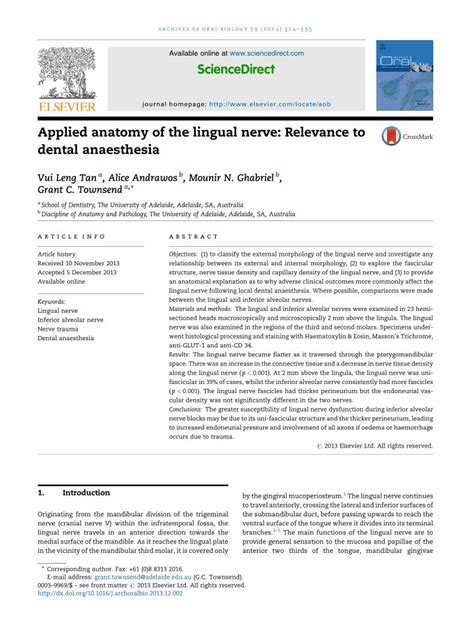 PDF Applied Anatomy Of The Lingual Nerve Relevance To Dental