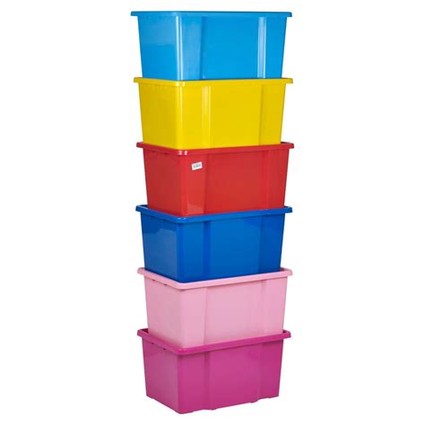 Litre Coloured Plastic Storage Boxes Set Clip Lid Quality Stackable