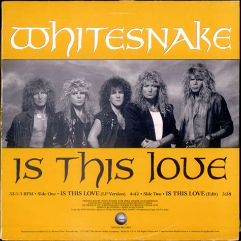 Whitesnake Is This Love Us Promo Vinyl Single Inch Record