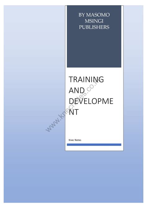 TRAINING AND DEVELOPMENT NOTES KNEC TVET CDACC STUDY MATERIALS